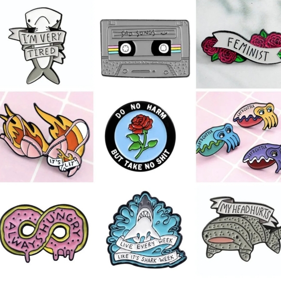 Grumpy Mermaid Wine Cat Pin - Picture 2 of 7